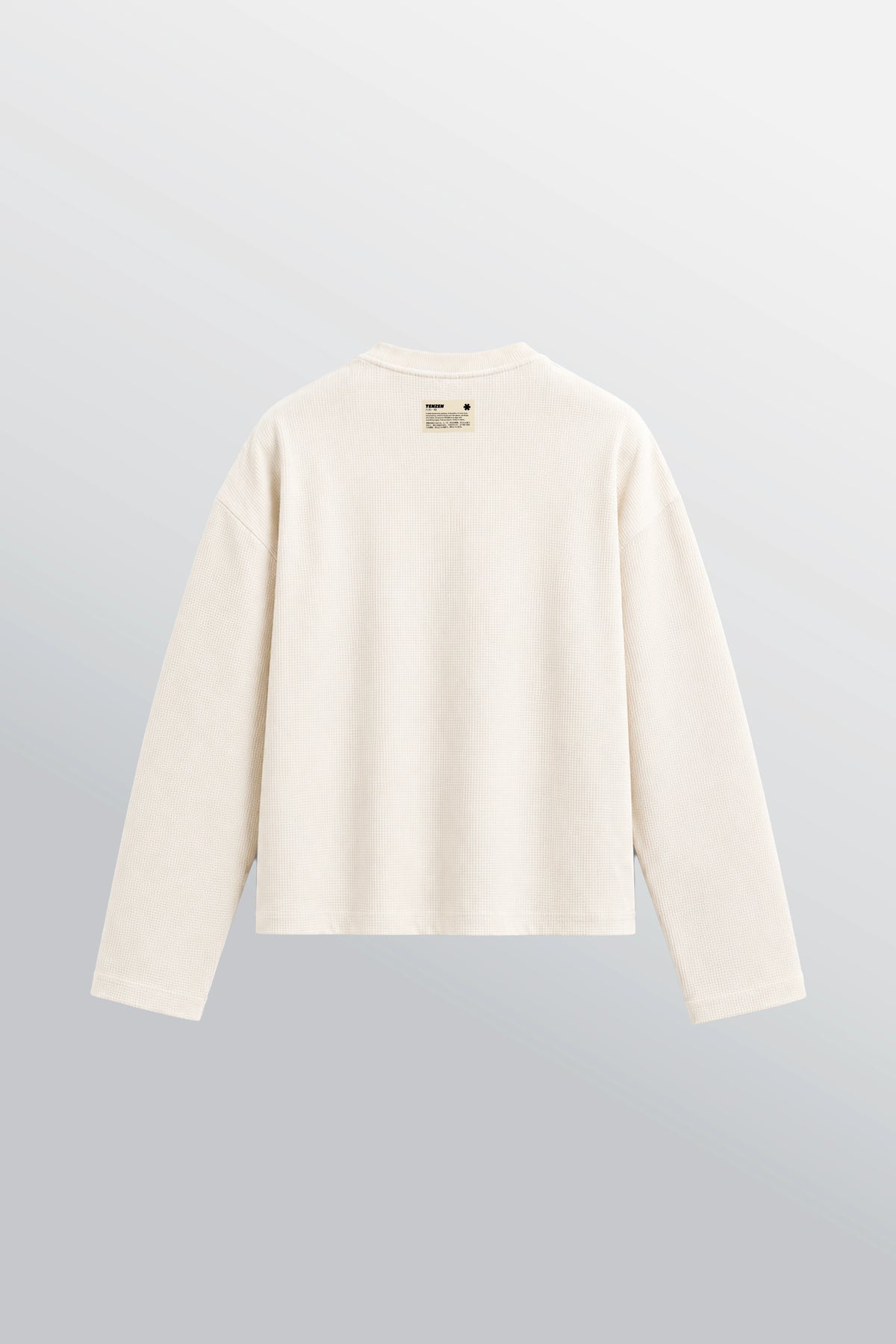 Oversized Rundhals Waffel T-Shirt Cremeweiß
