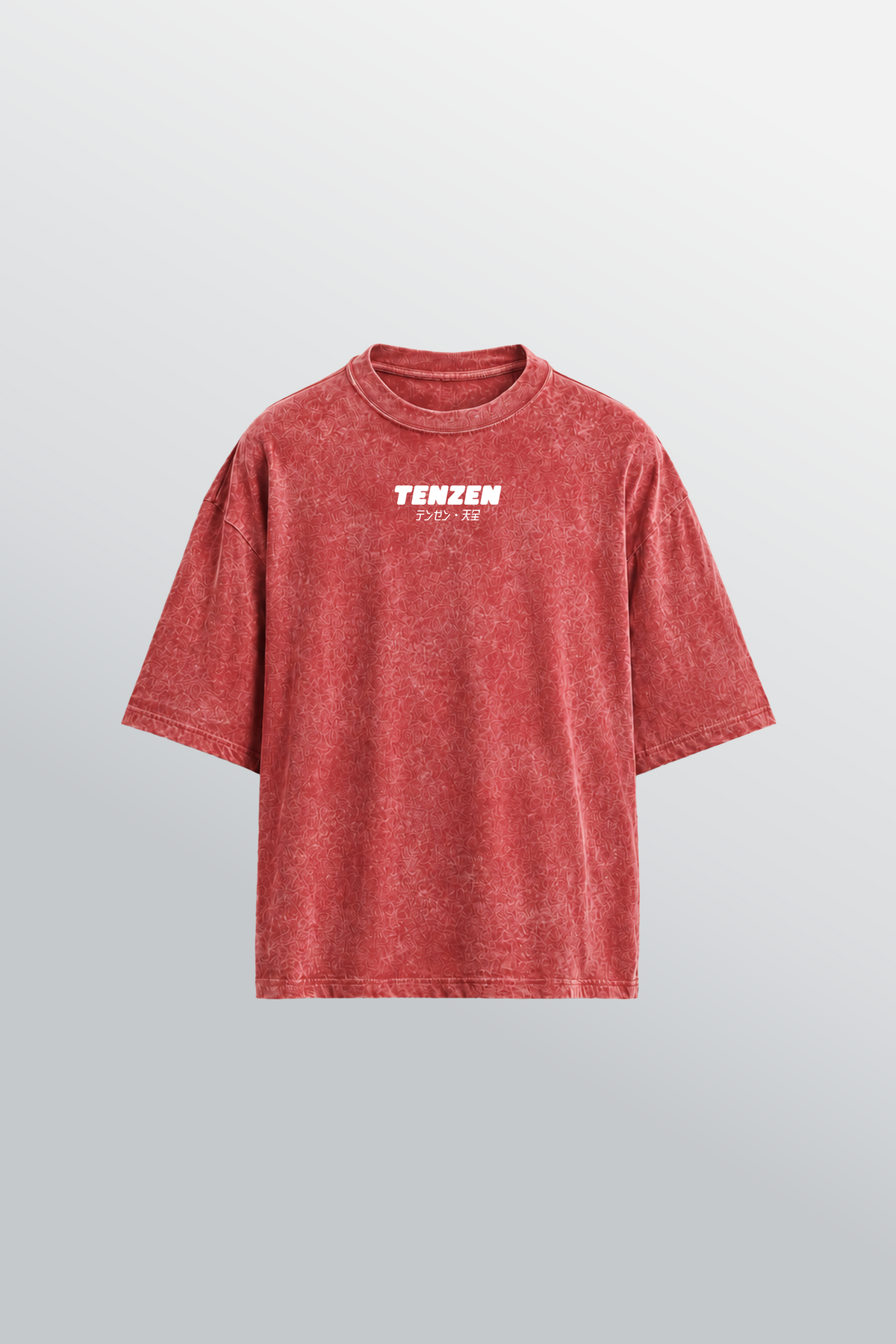 Oversized Rundhals T-Shirt Rot Acid-Washed