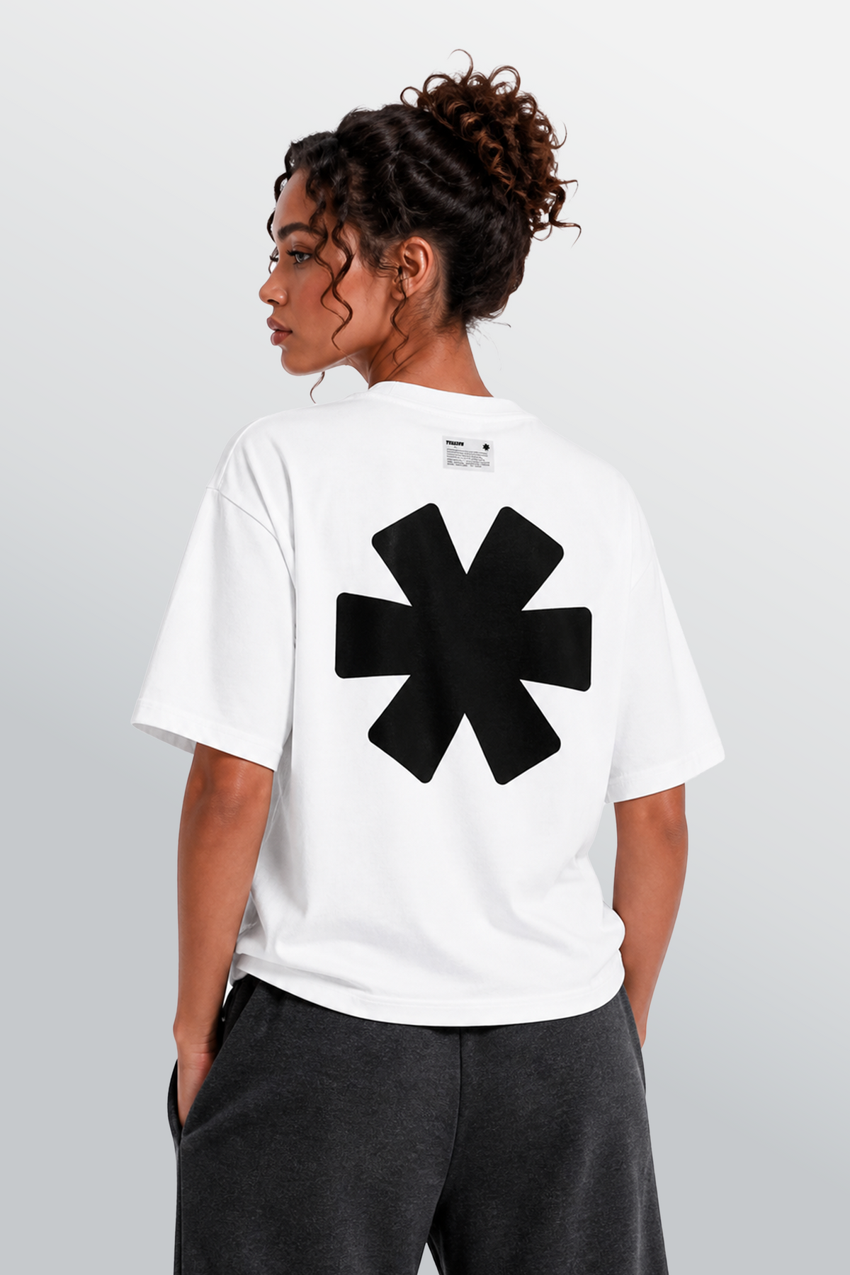Oversized Rundhals T-Shirt Weiß