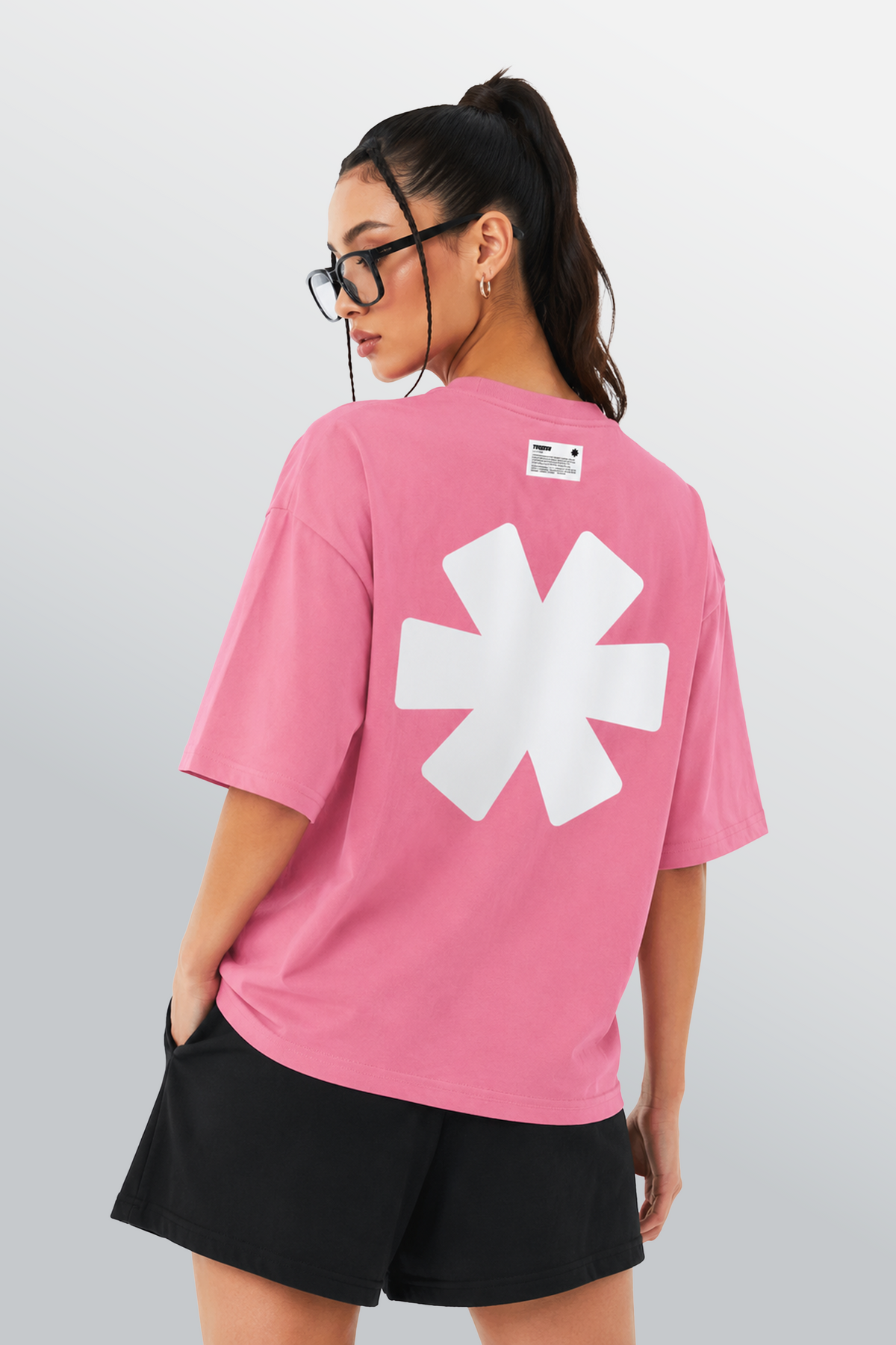 Oversized Rundhals T-Shirt Pink