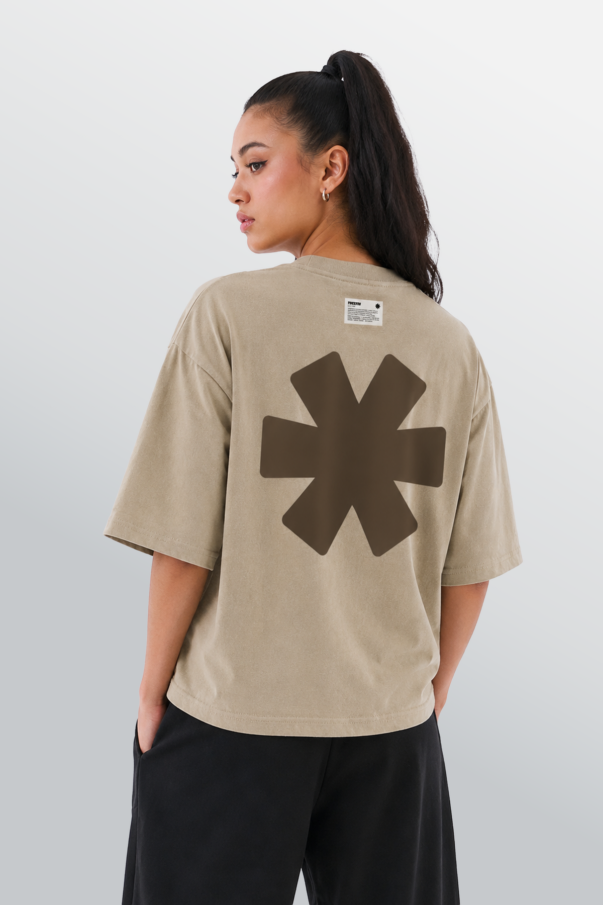 Oversized Rundhals T-Shirt Beige