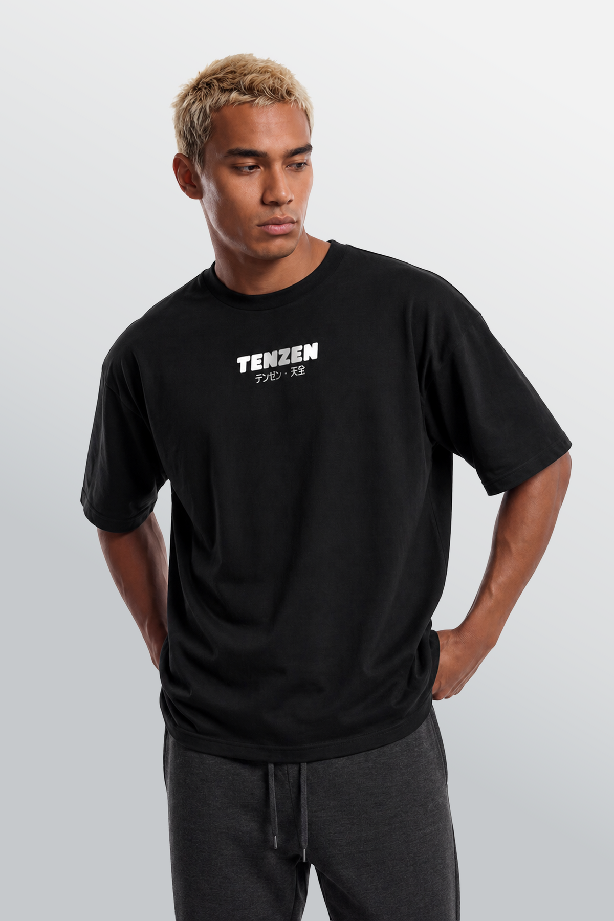 Oversized Rundhals T-Shirt Schwarz