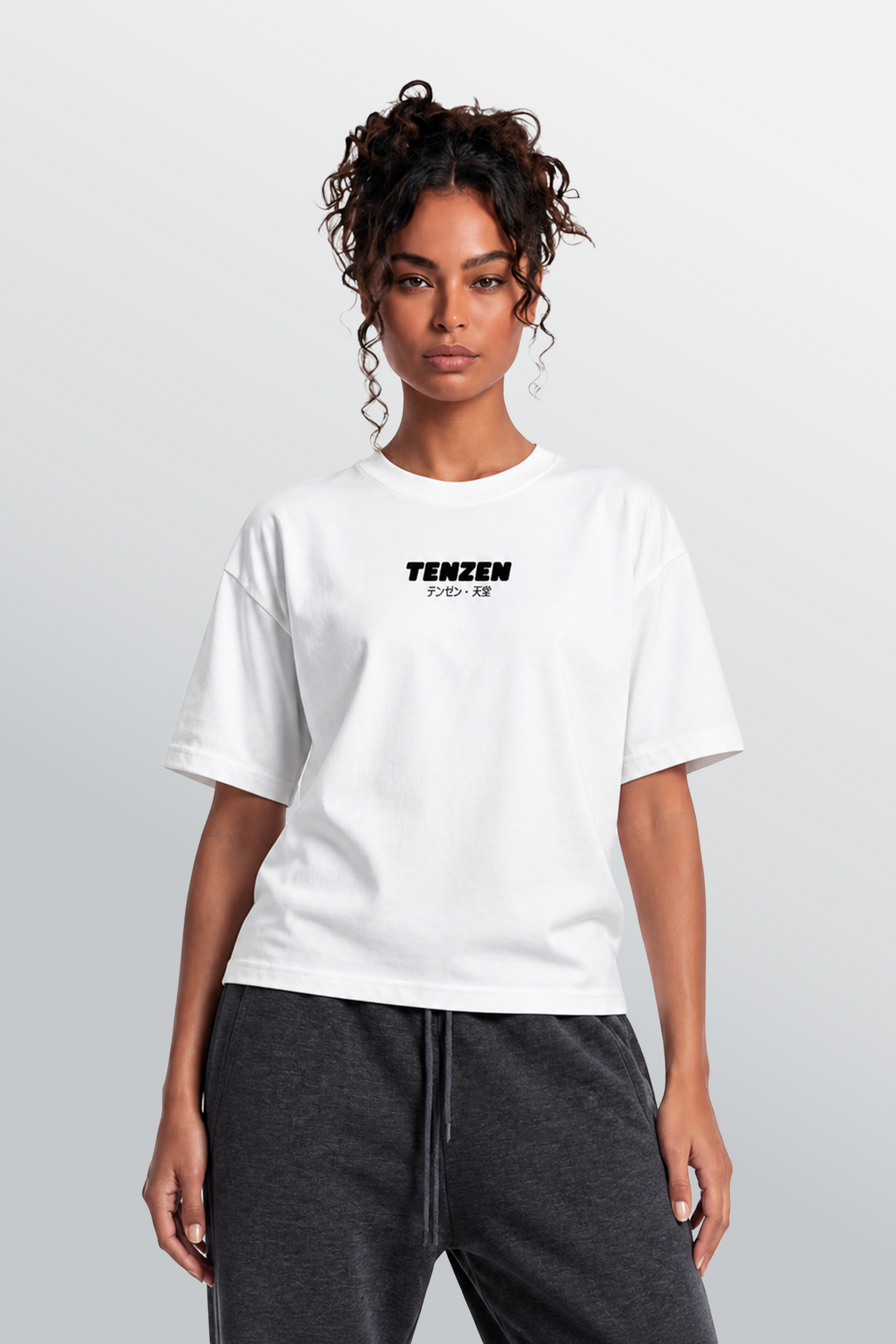 Oversized Rundhals T-Shirt Weiß
