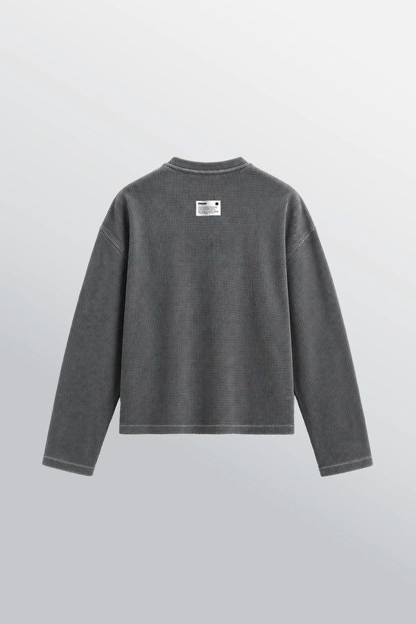 Tenzen Absolute Cinema Oversized Waffel T-Shirt Acid Schwarz