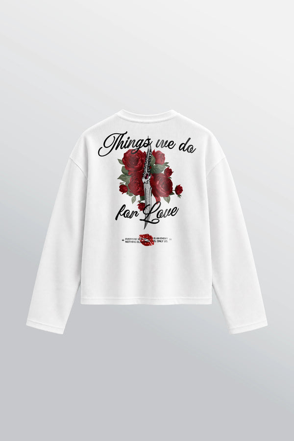 Tenzen Lannister Love T-shirt gaufré col tunisien oversize blanc