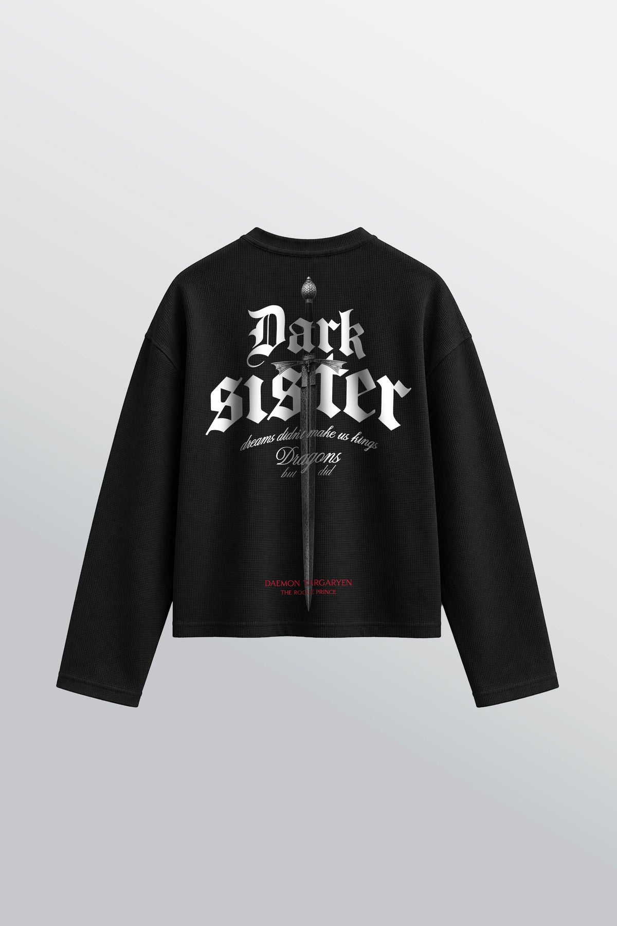 Dark Sister T-shirt waffle serafino oversize Nera