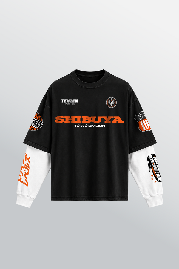 Tenzen Shibuya Division Camiseta superpuesta Negra