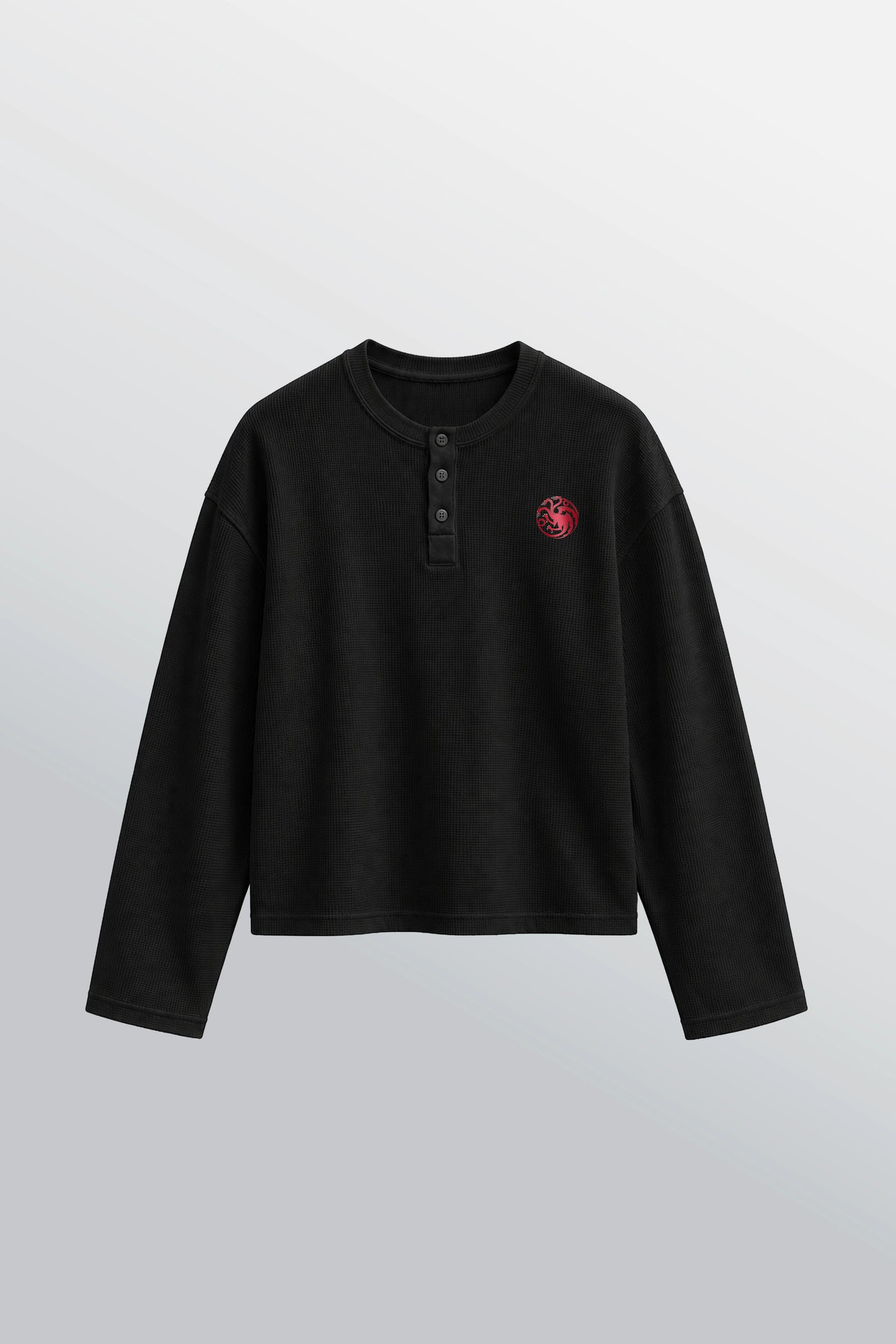 Dark Sister T-shirt waffle serafino oversize Nera