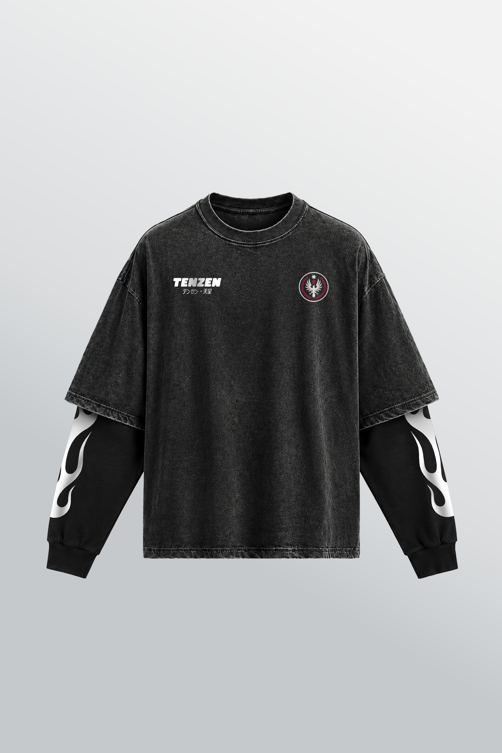 Angels Motor Club T-shirt sovrapposta Nera Acid Wash