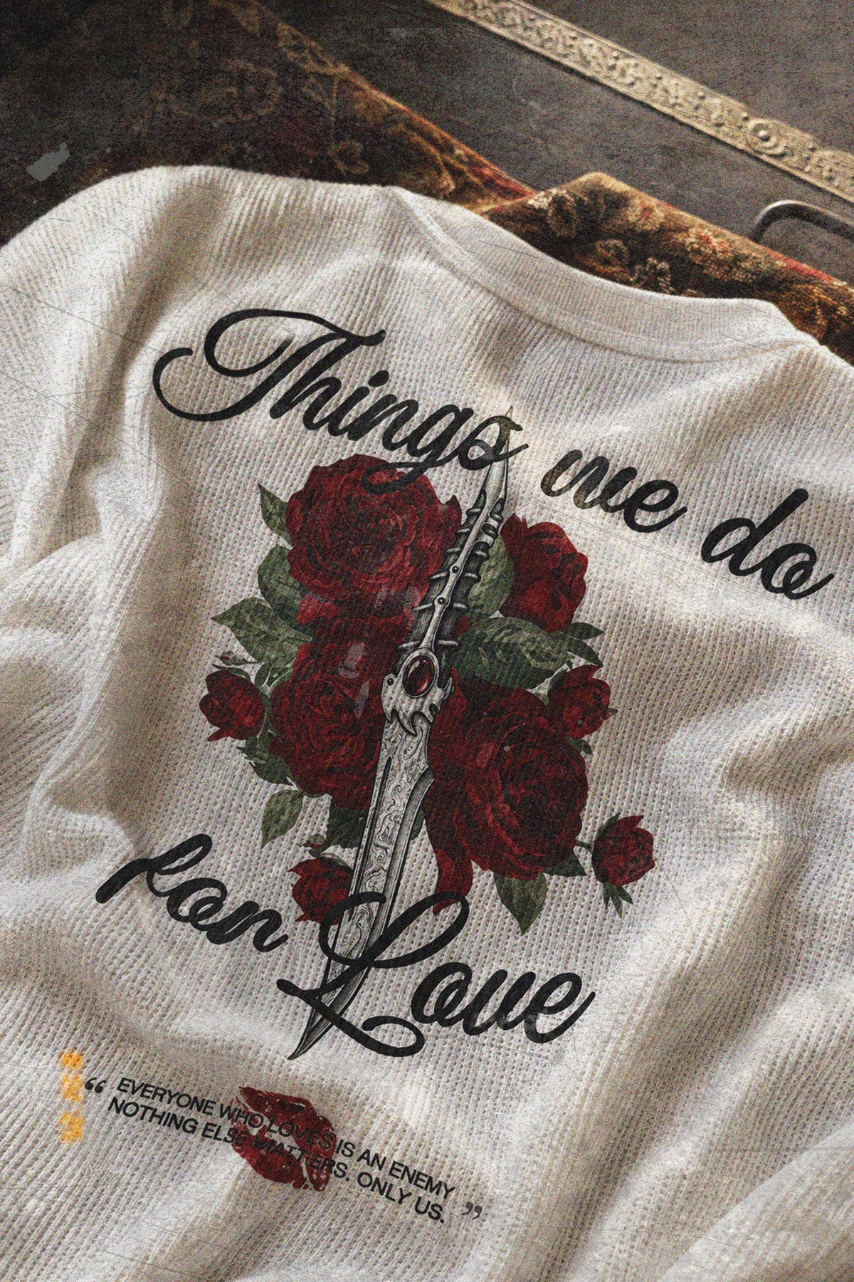 ランニスター・ラブ オーバーサイズ ヘンリー ワッフル Tシャツ ホワイト