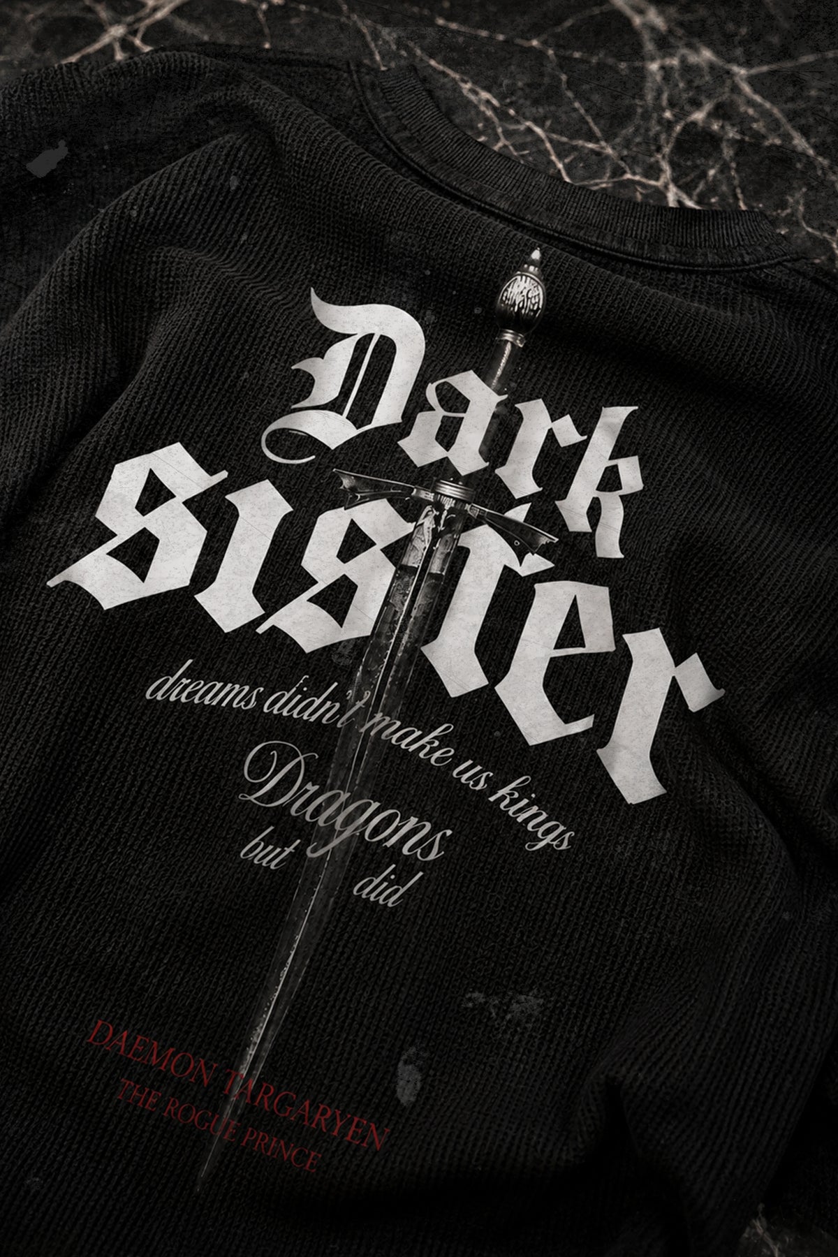 ダーク・シスター オーバーサイズ ヘンリー ワッフル Tシャツ ブラック