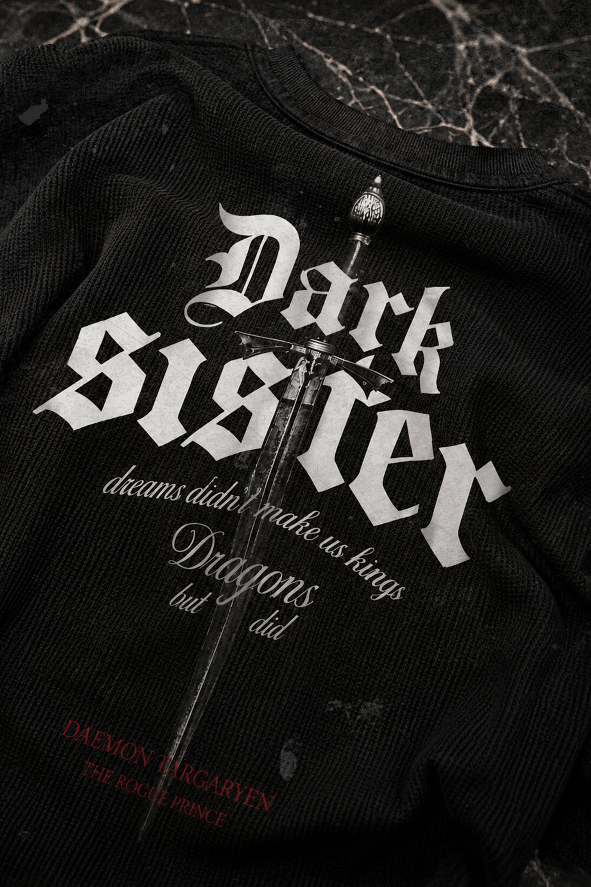 Dark Sister Oversized Henley Waffle Tee Black – Macro-Back