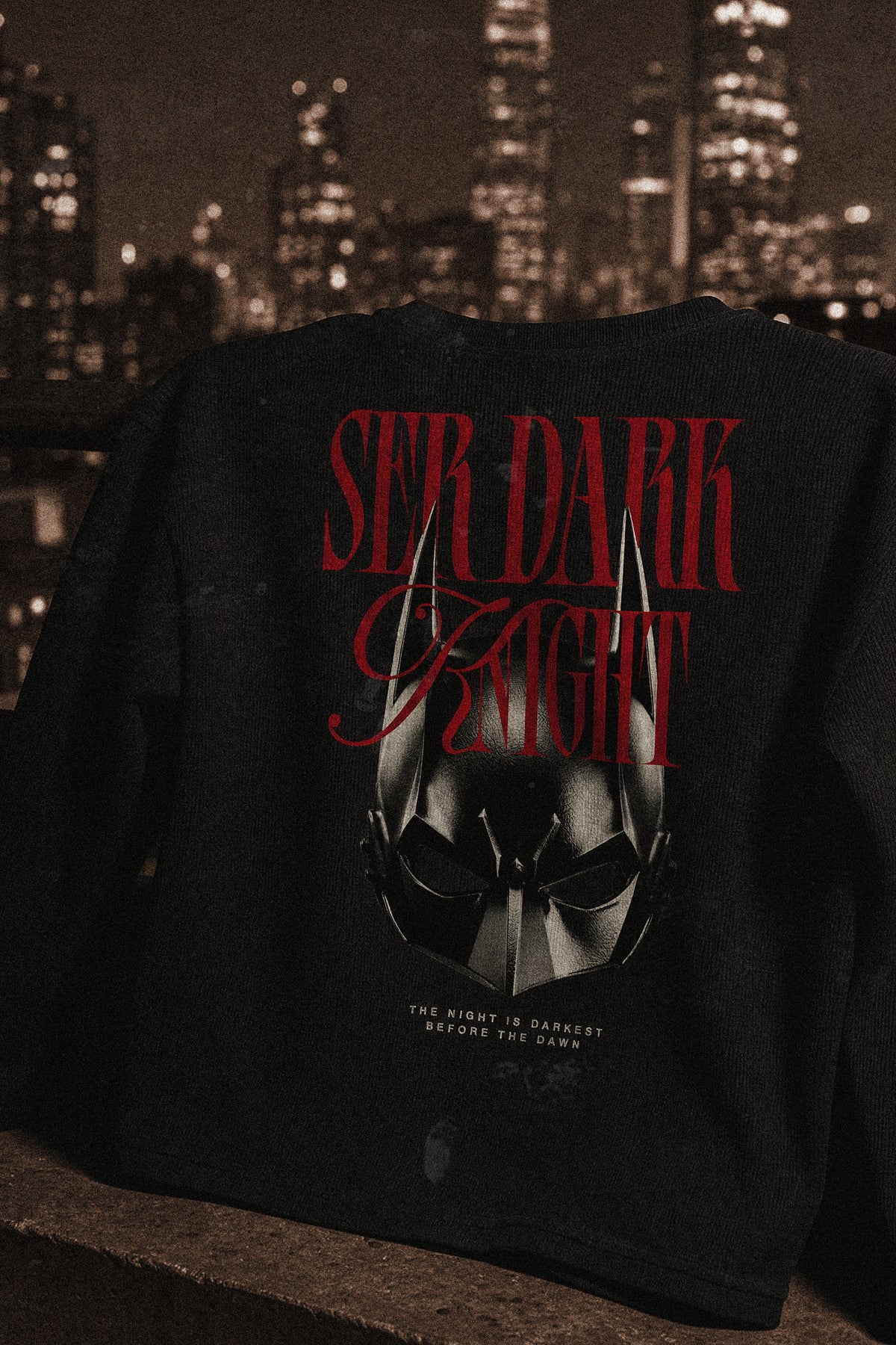 サー・ダーク・ナイト オーバーサイズ ワッフル Tシャツ ブラック