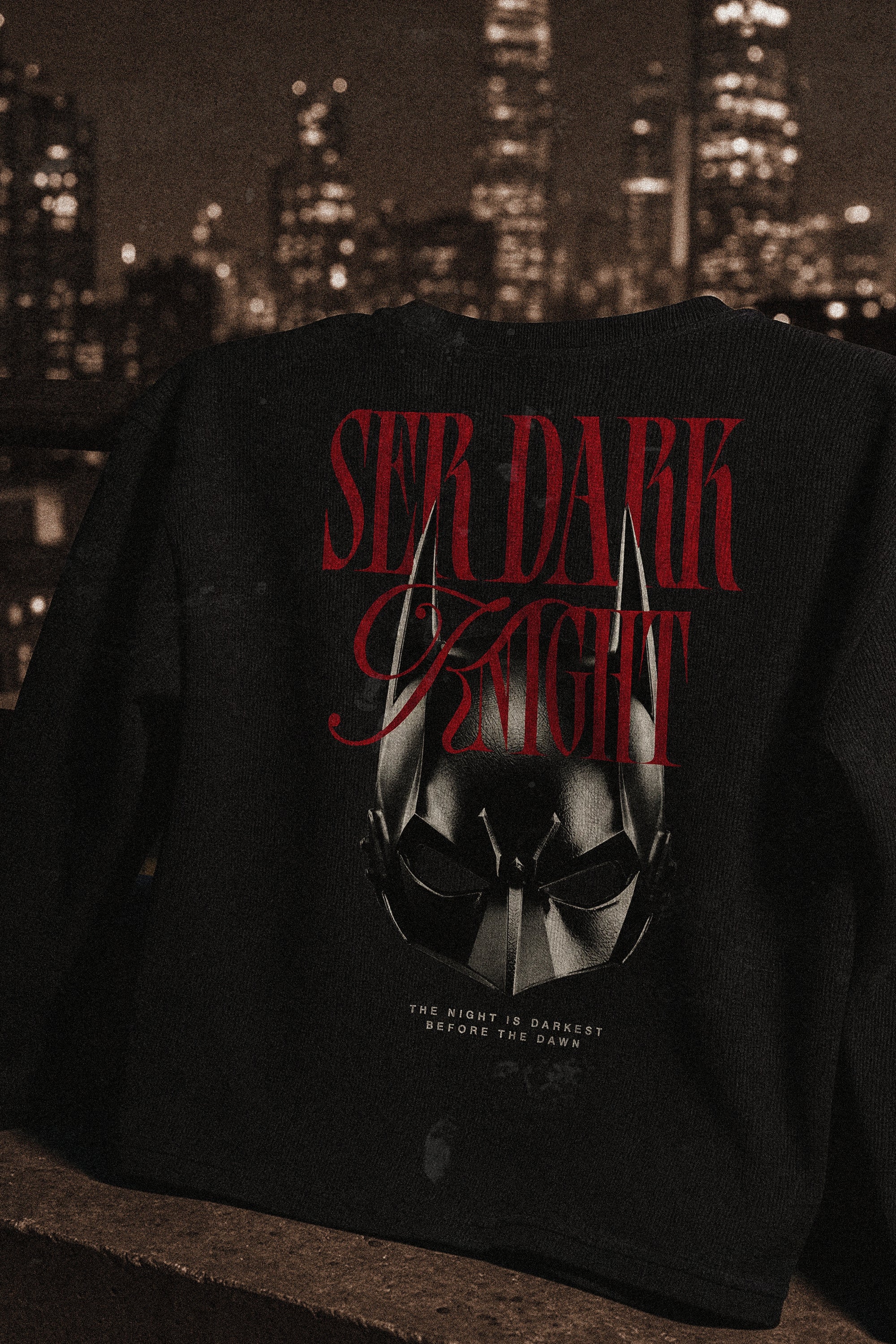 Ser Dark Knight Oversized Waffle Tee Black – Macro-Back