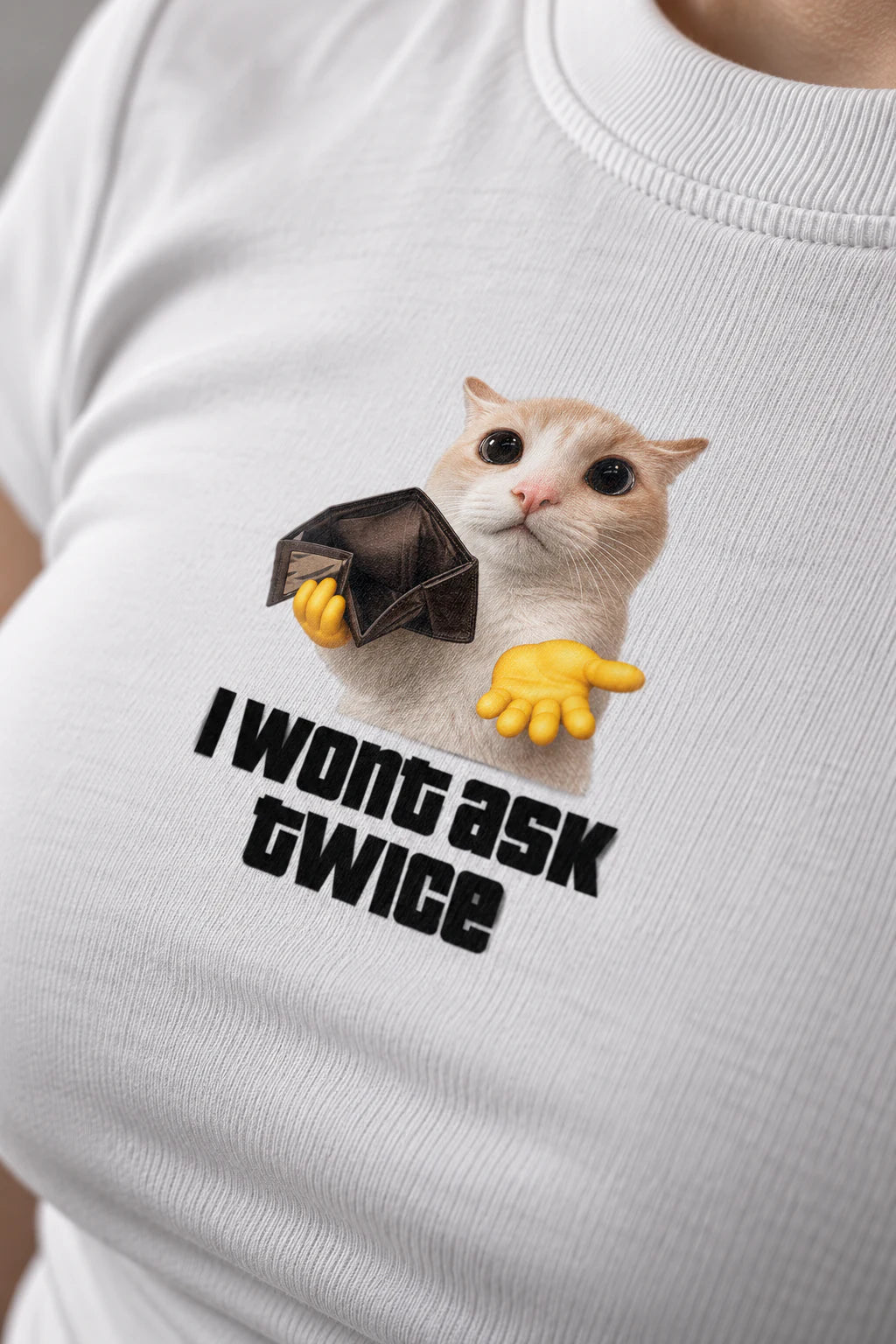 Wont Ask Twice baby tee blanc