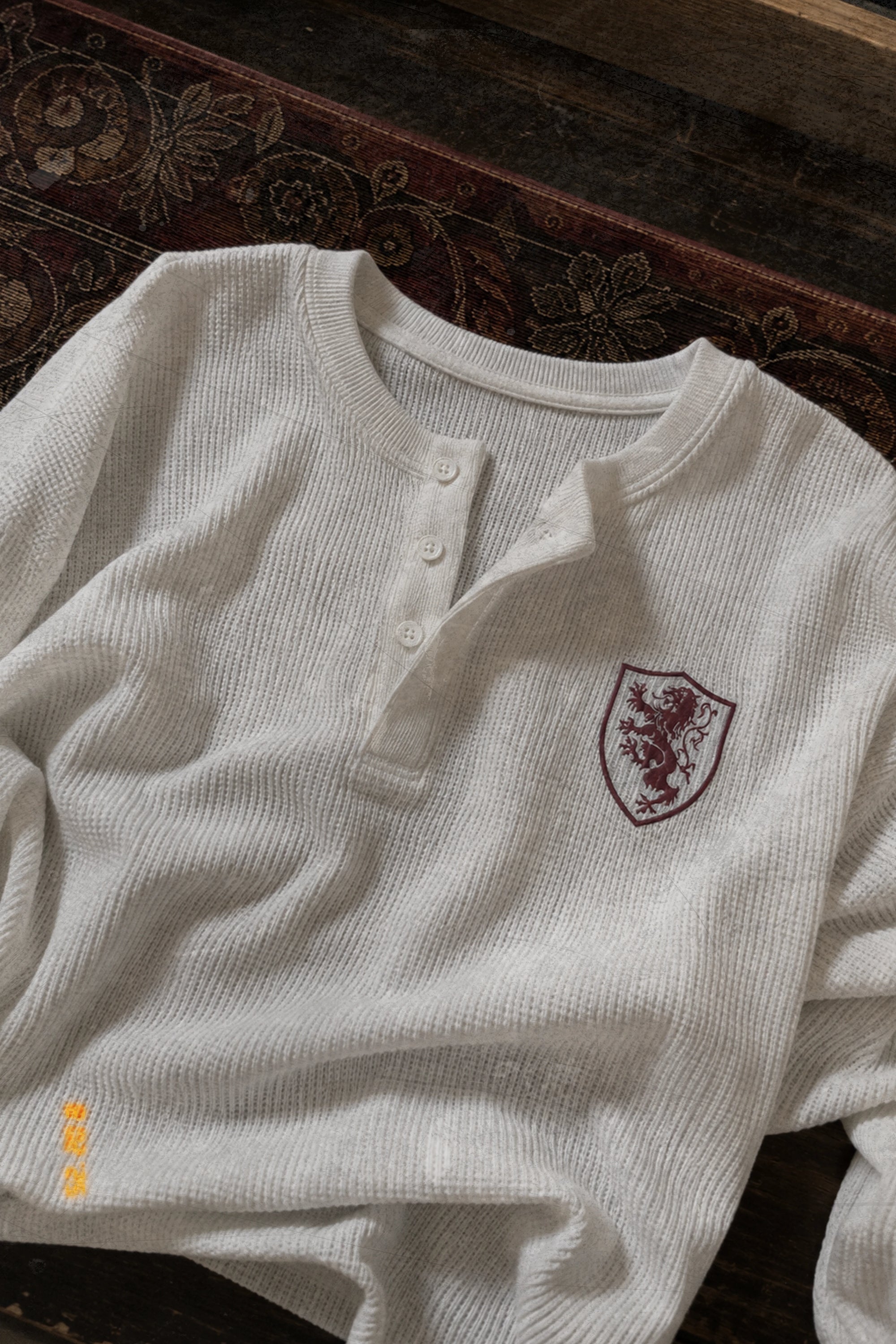 Lannister Love Oversized Henley Waffle Tee White – Macro-Front