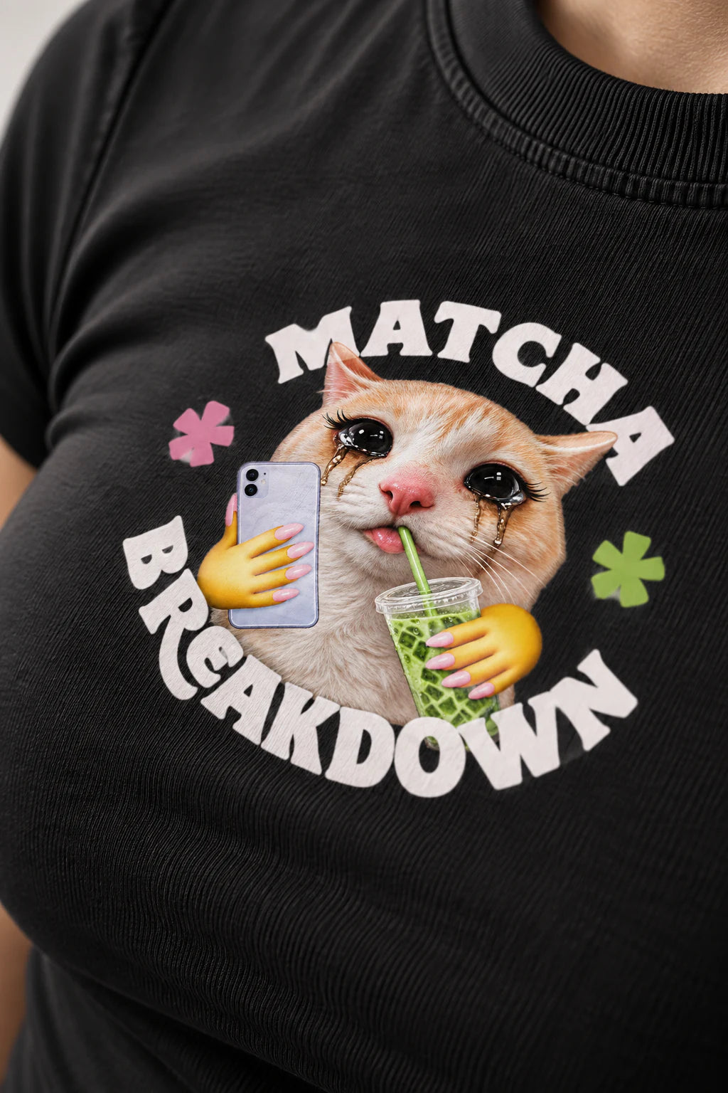 Matcha Breakdown Baby Tee Schwarz