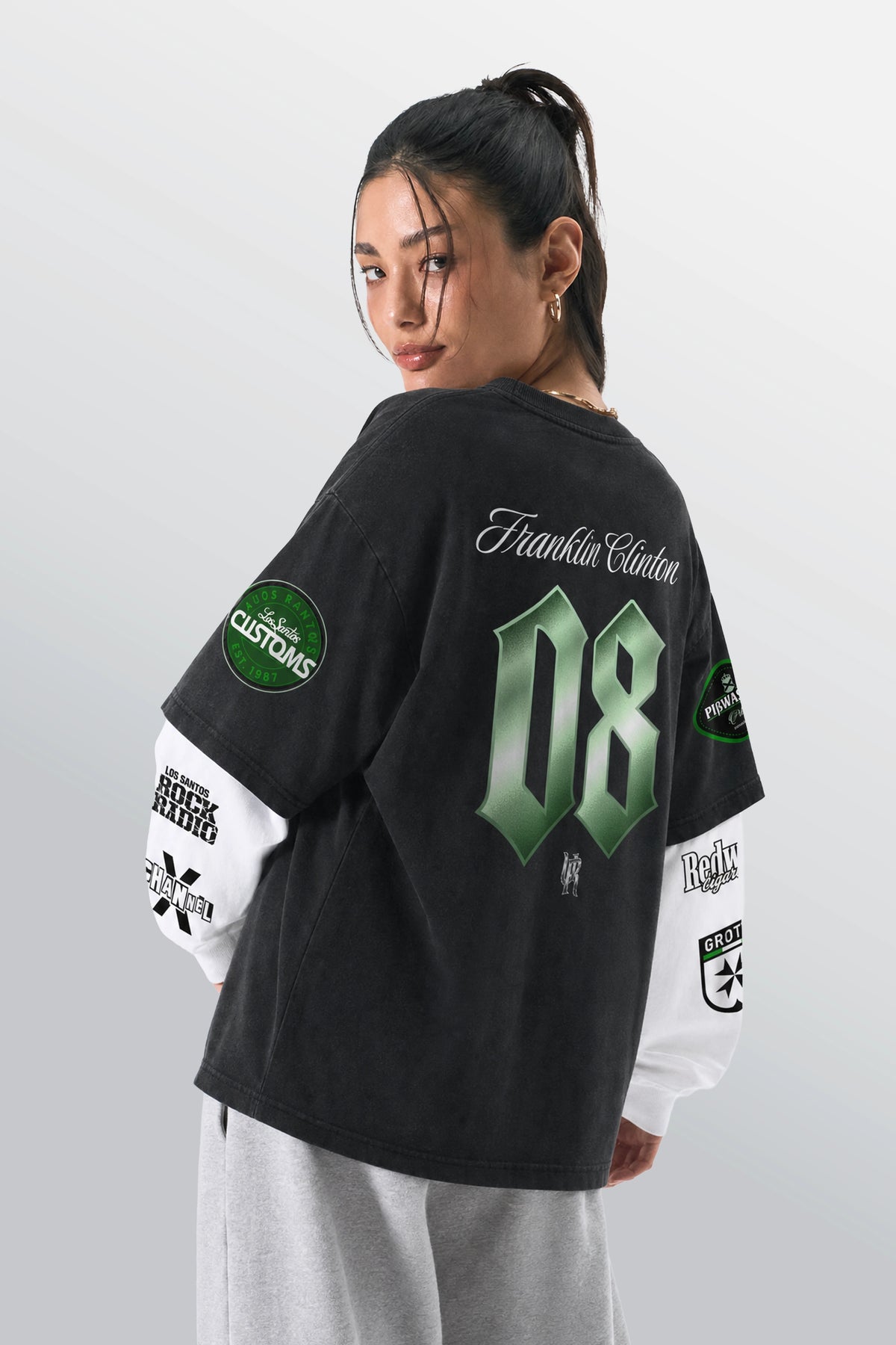 Los Santos Layered Tee Black - Model-Alt-Back