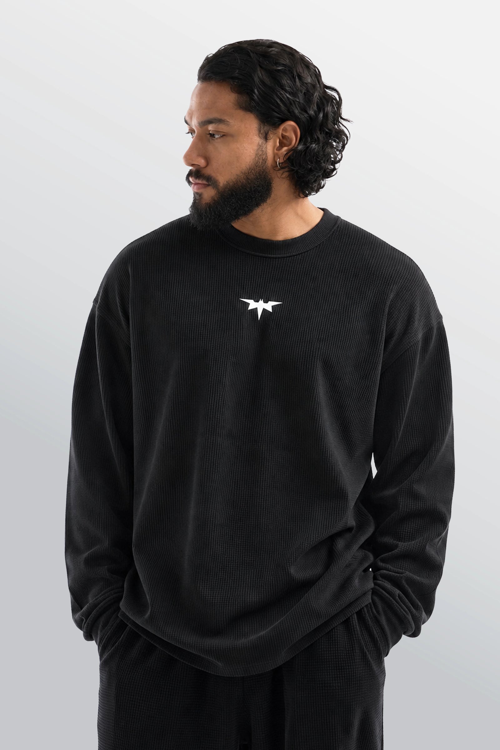 Ser Dark Knight T-shirt waffle oversize Nera