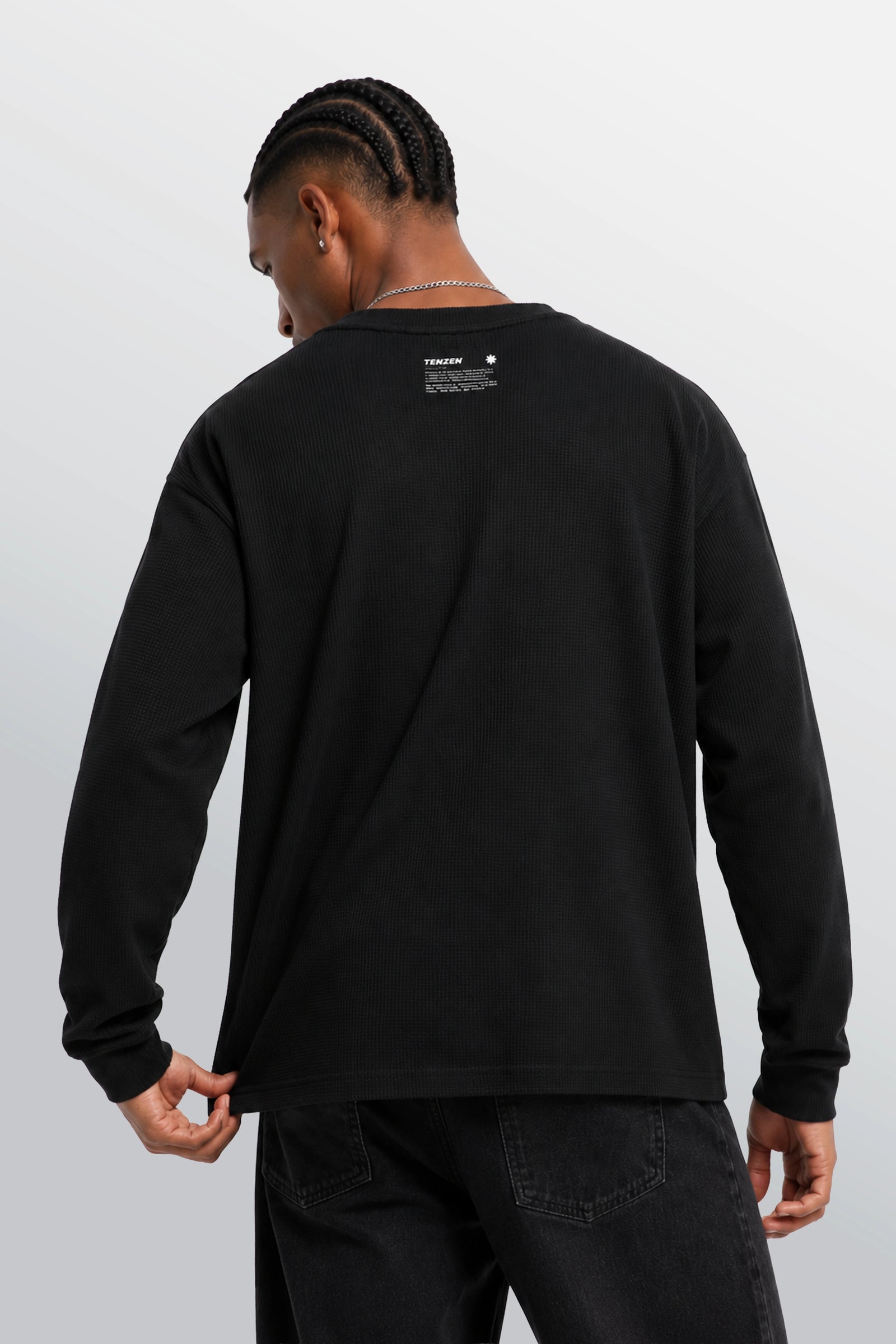 T-shirt oversize waffle girocollo Nera