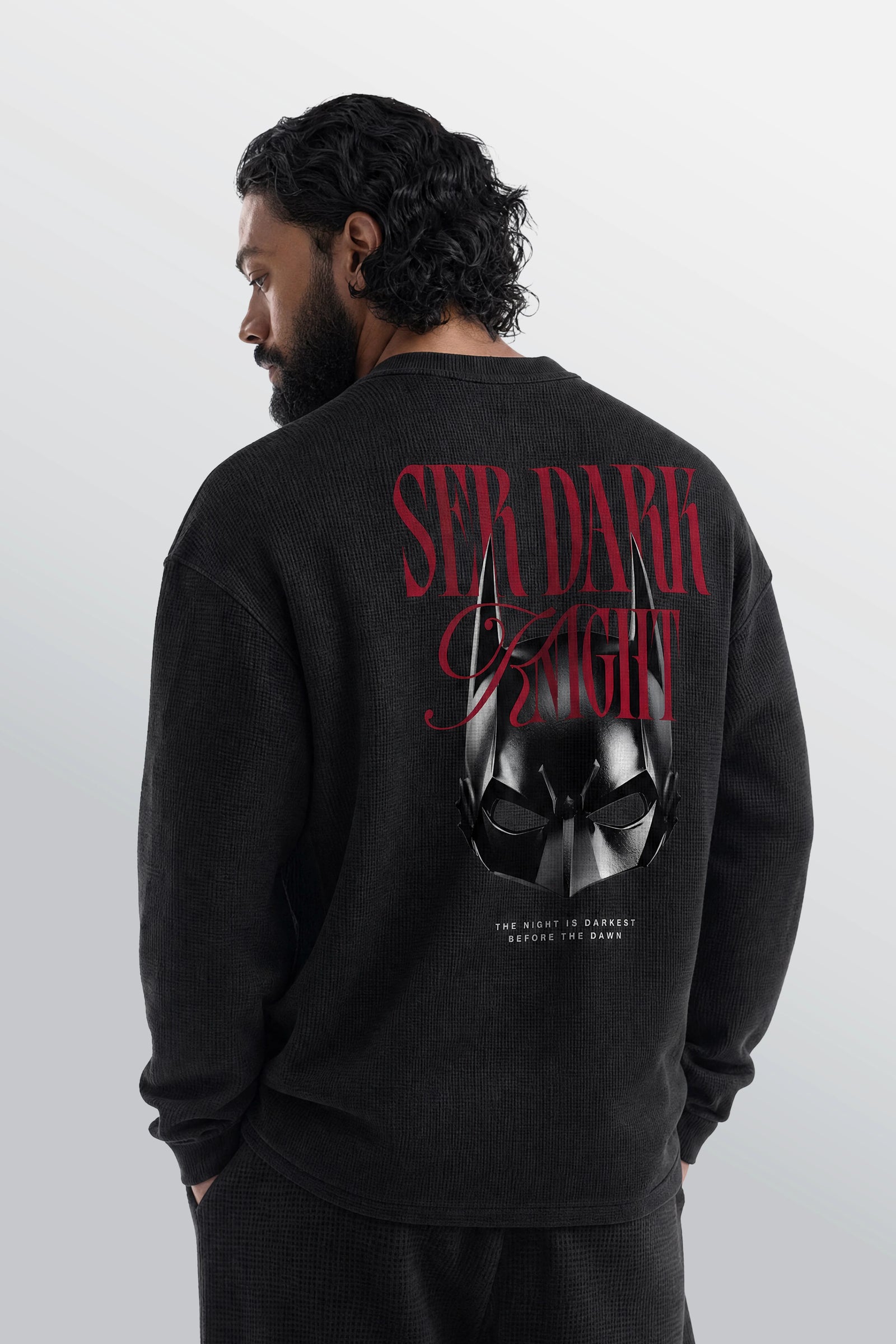 Ser Dark Knight T-shirt waffle oversize Nera