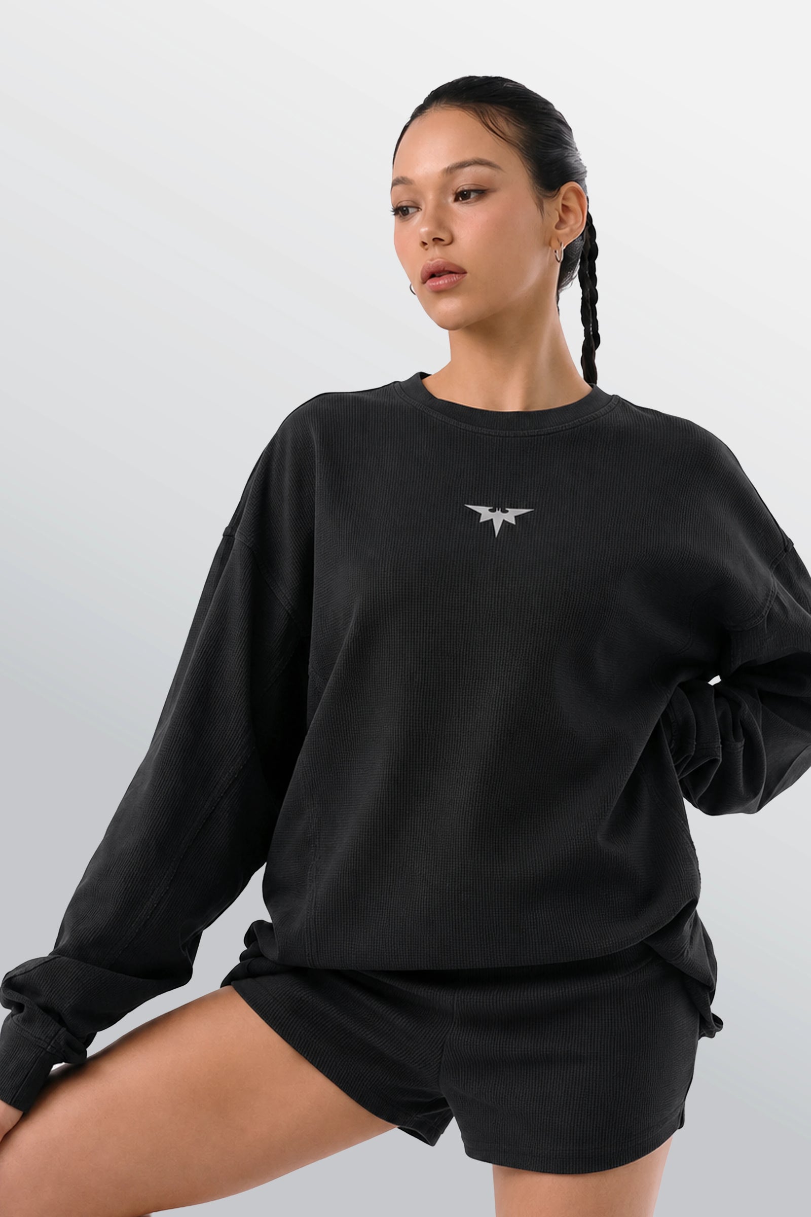 Ser Dark Knight Oversized Waffel T-Shirt Schwarz