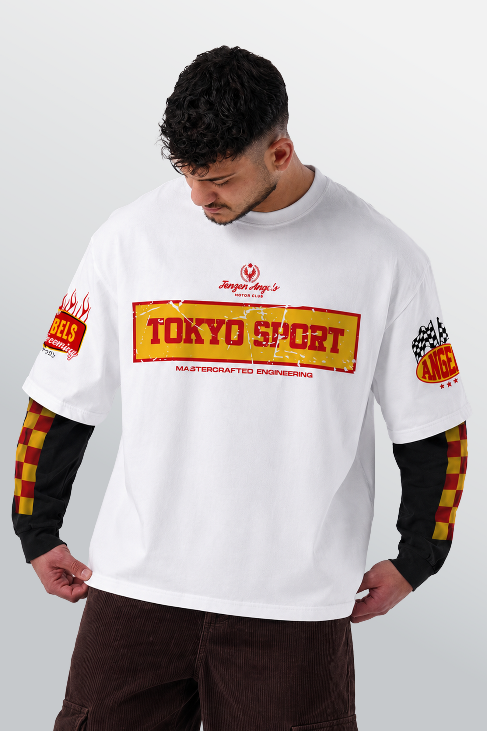 Tokyo Sport T-shirt sovrapposta Bianca