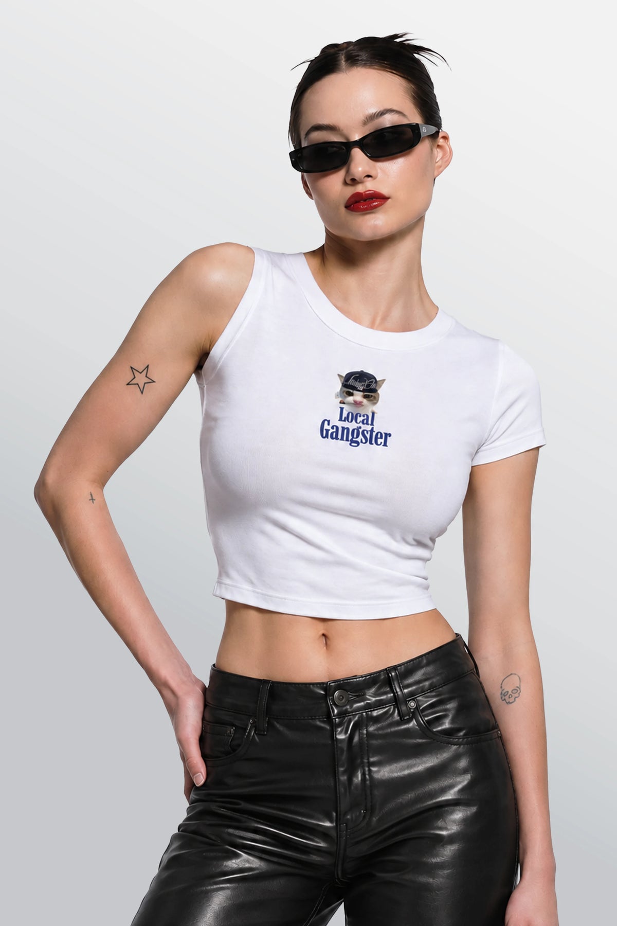 Local Gangster baby tee blanc