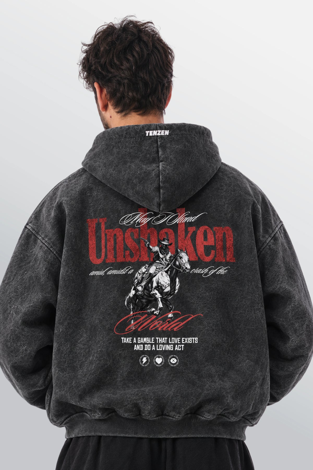 Stand Unshaken Oversized Hoodie Acid Black