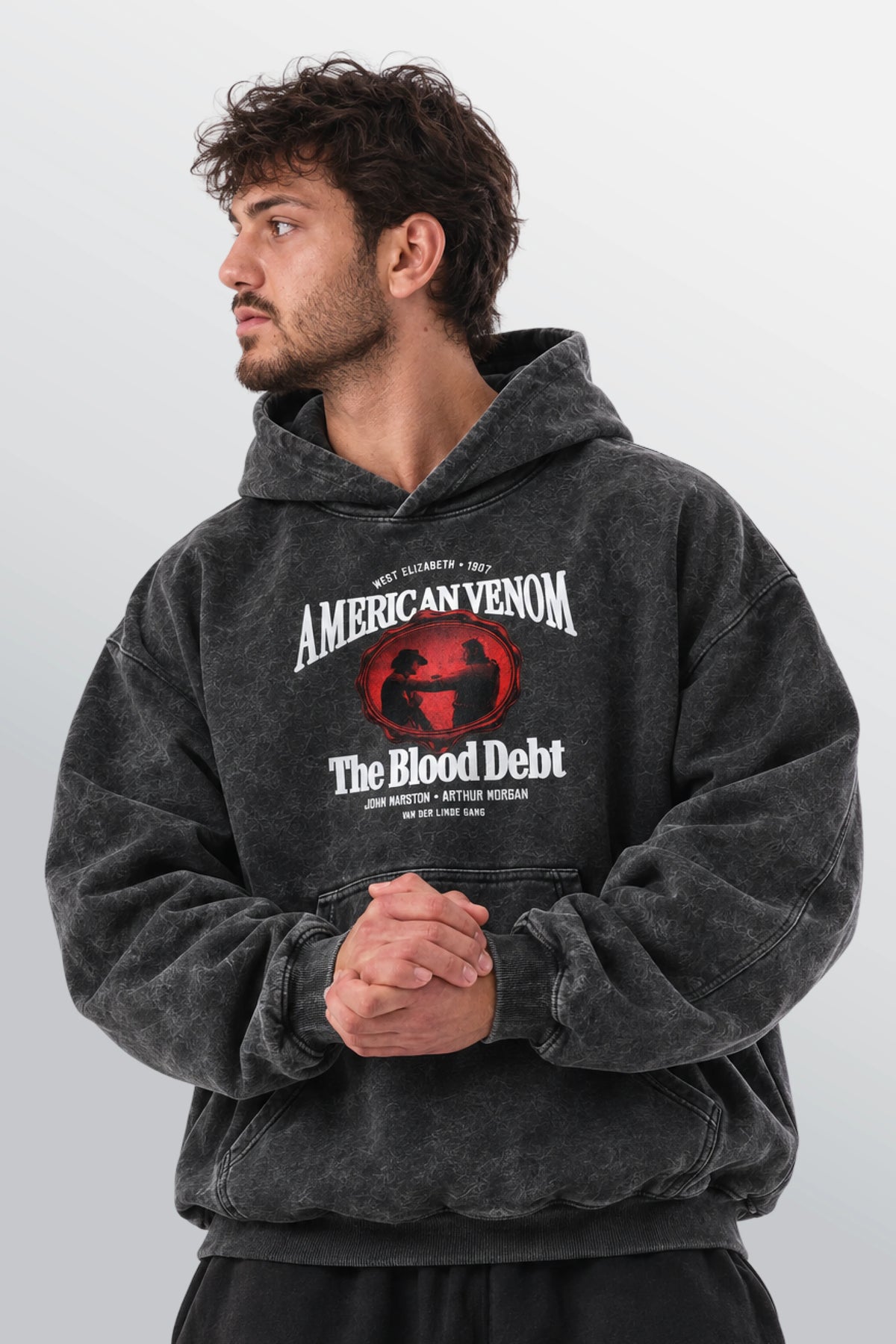 Stand Unshaken Oversized Hoodie Acid Black