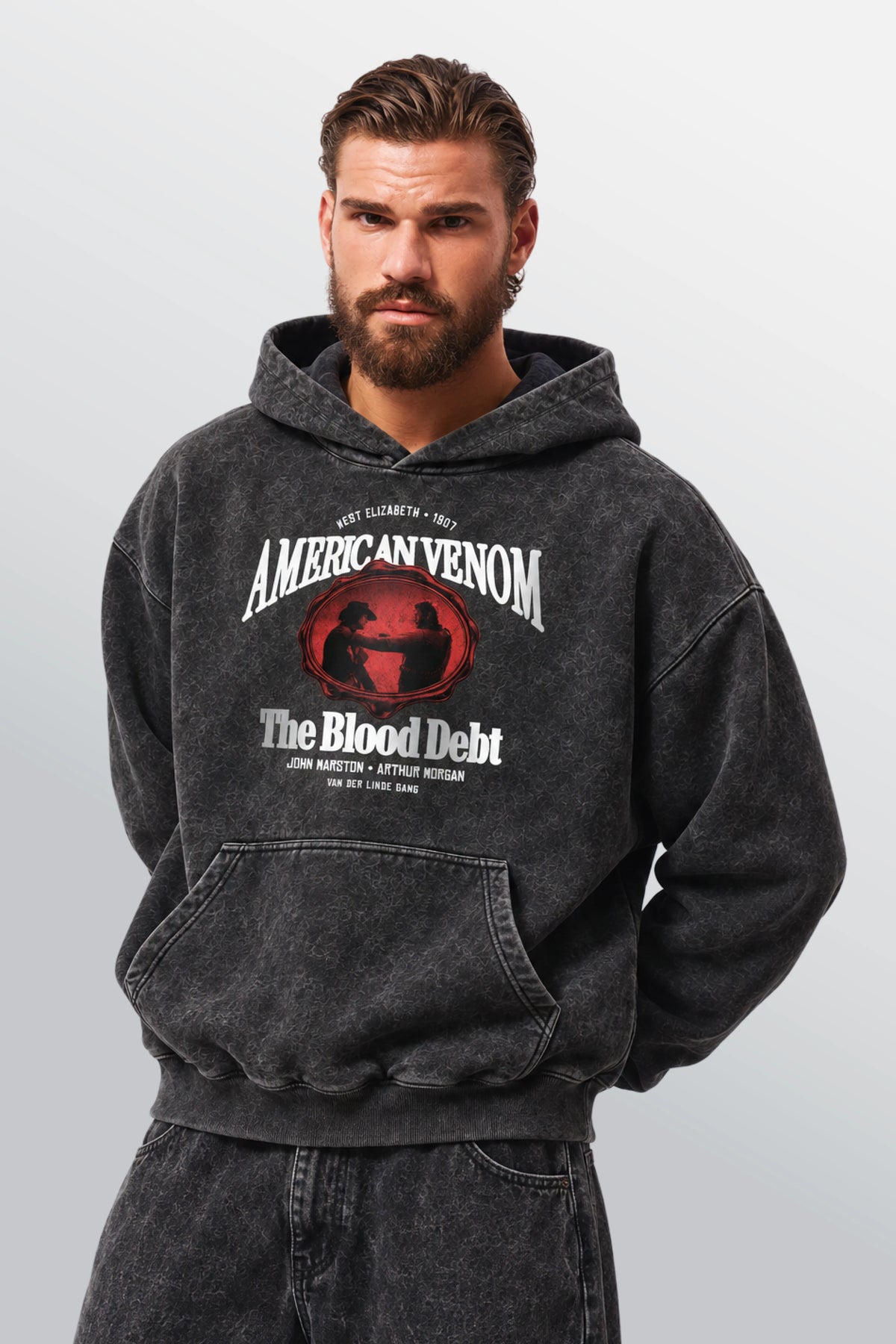 Stand Unshaken Oversized Hoodie Acid Black