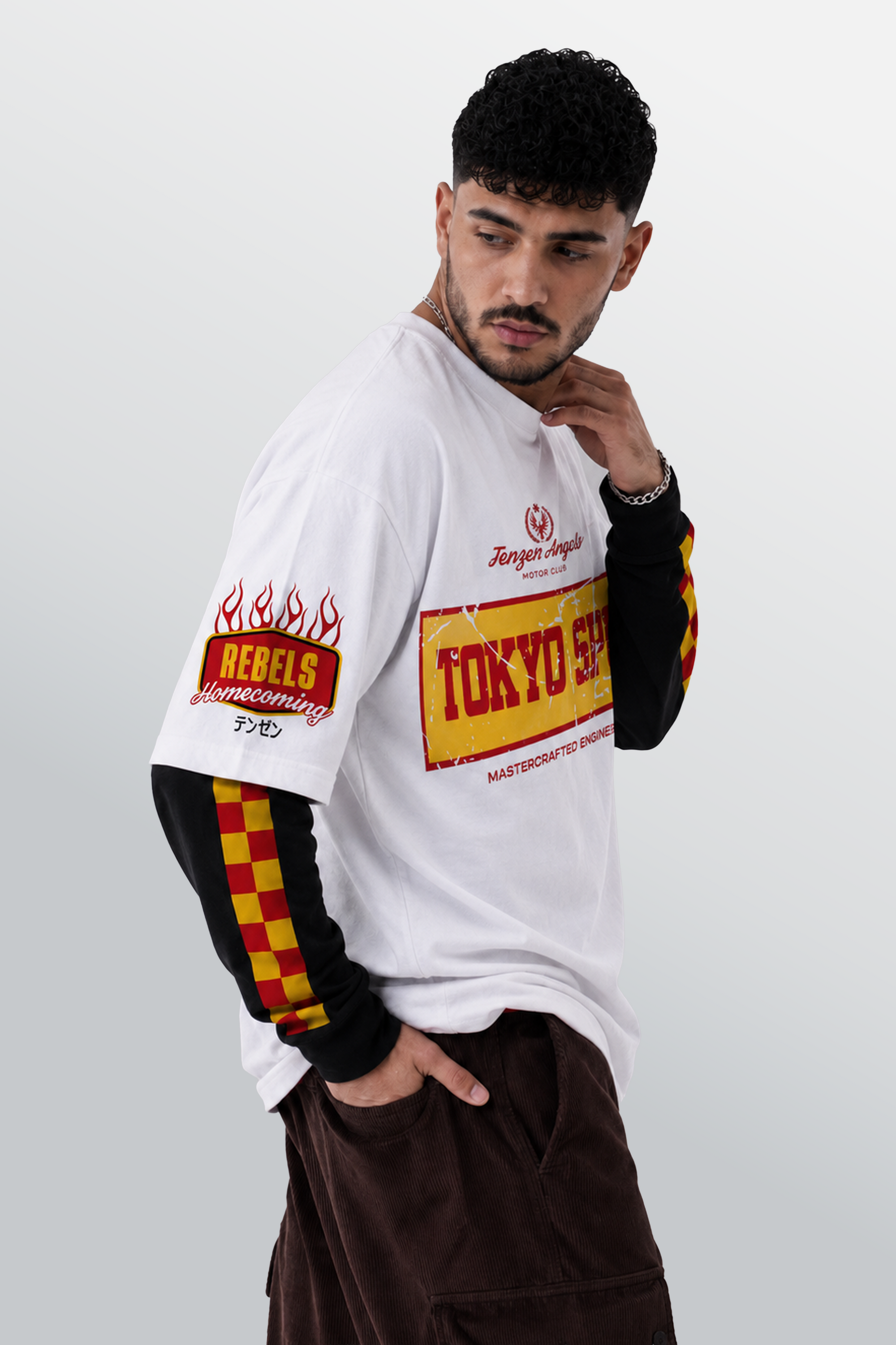 Tokyo Sport Layered Tee White – Model-Right