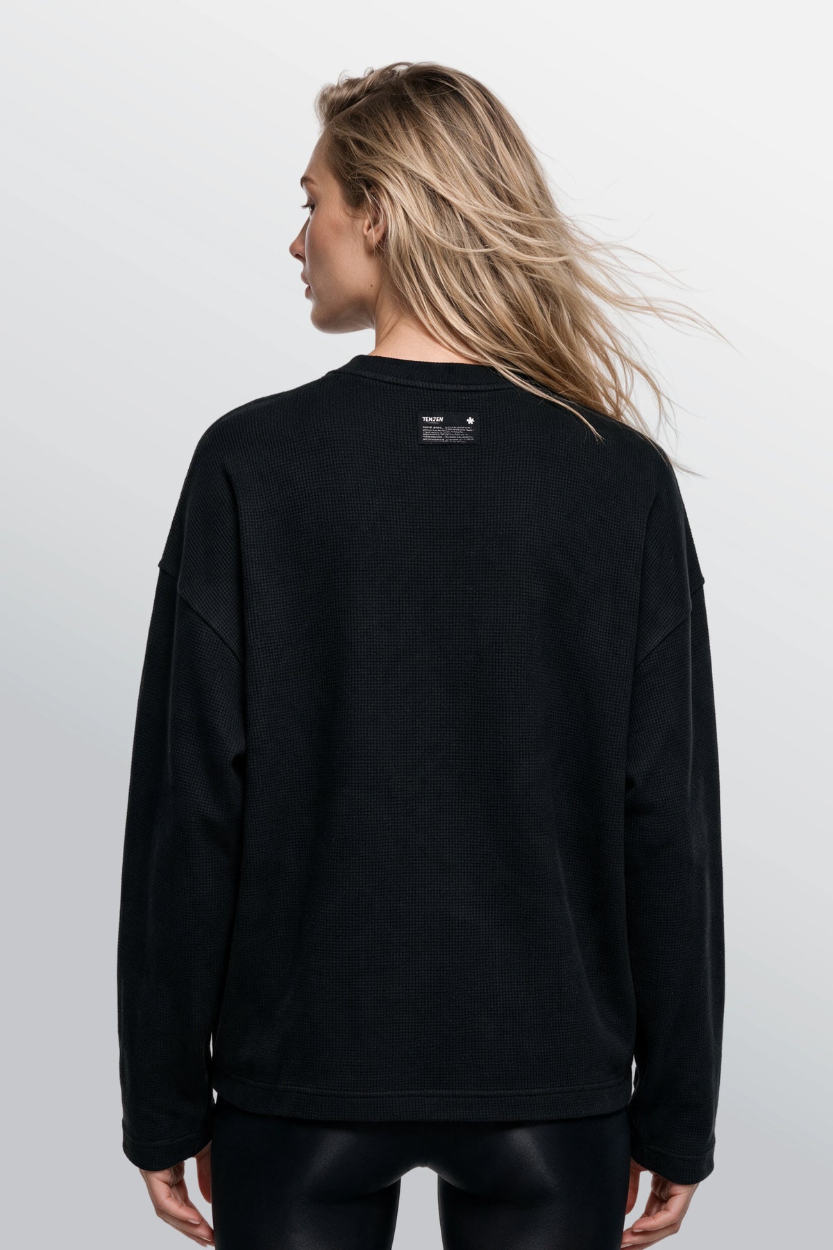 Crew Oversized Waffle Tee Black