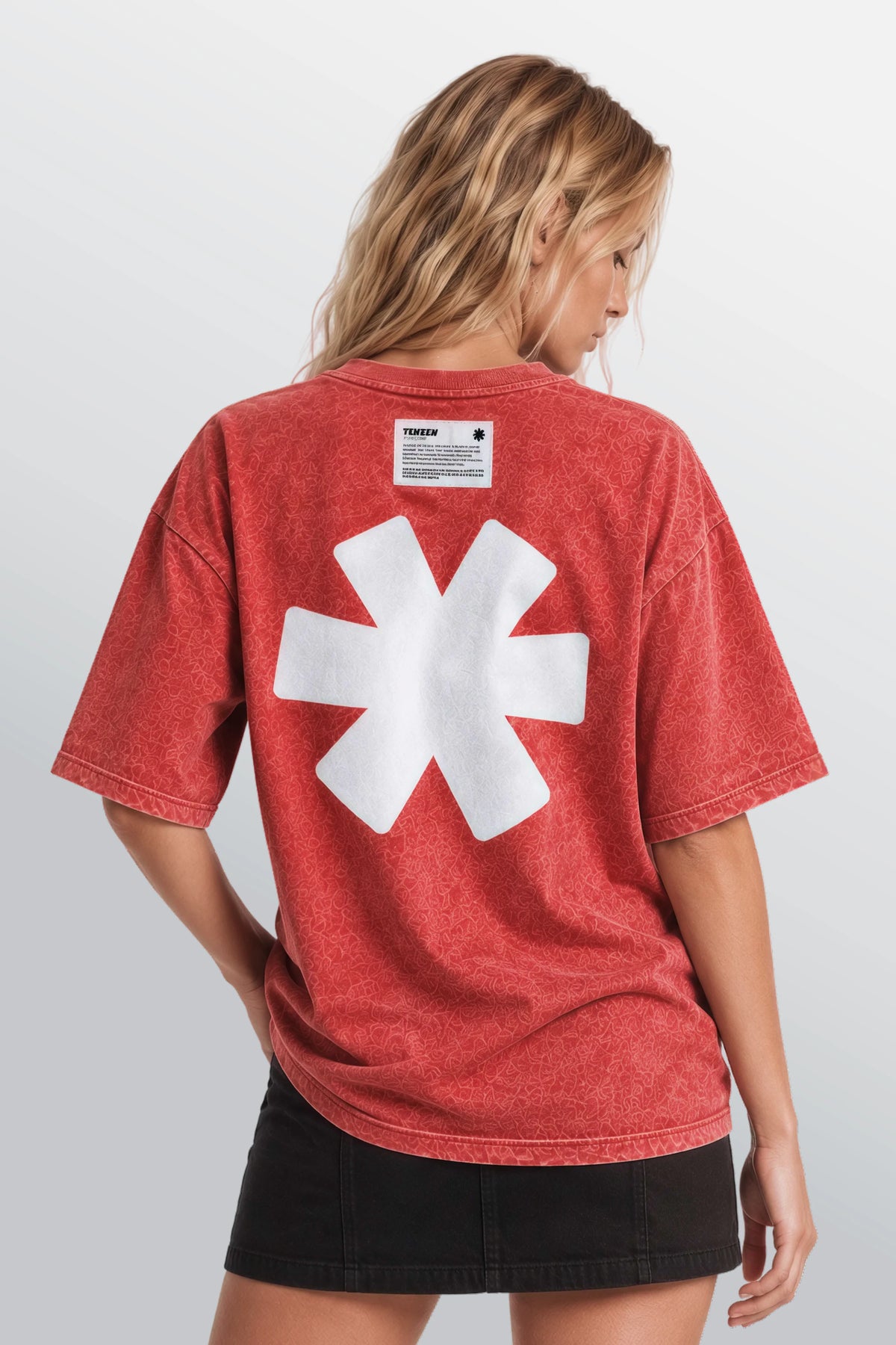 Crew Oversized Tee Acid Red