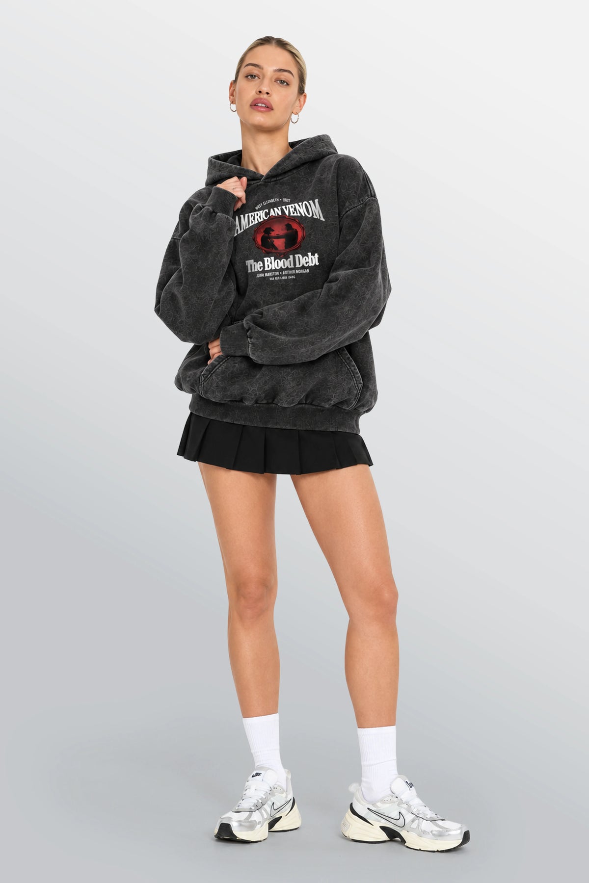 Stand Unshaken Oversized Hoodie Acid Black