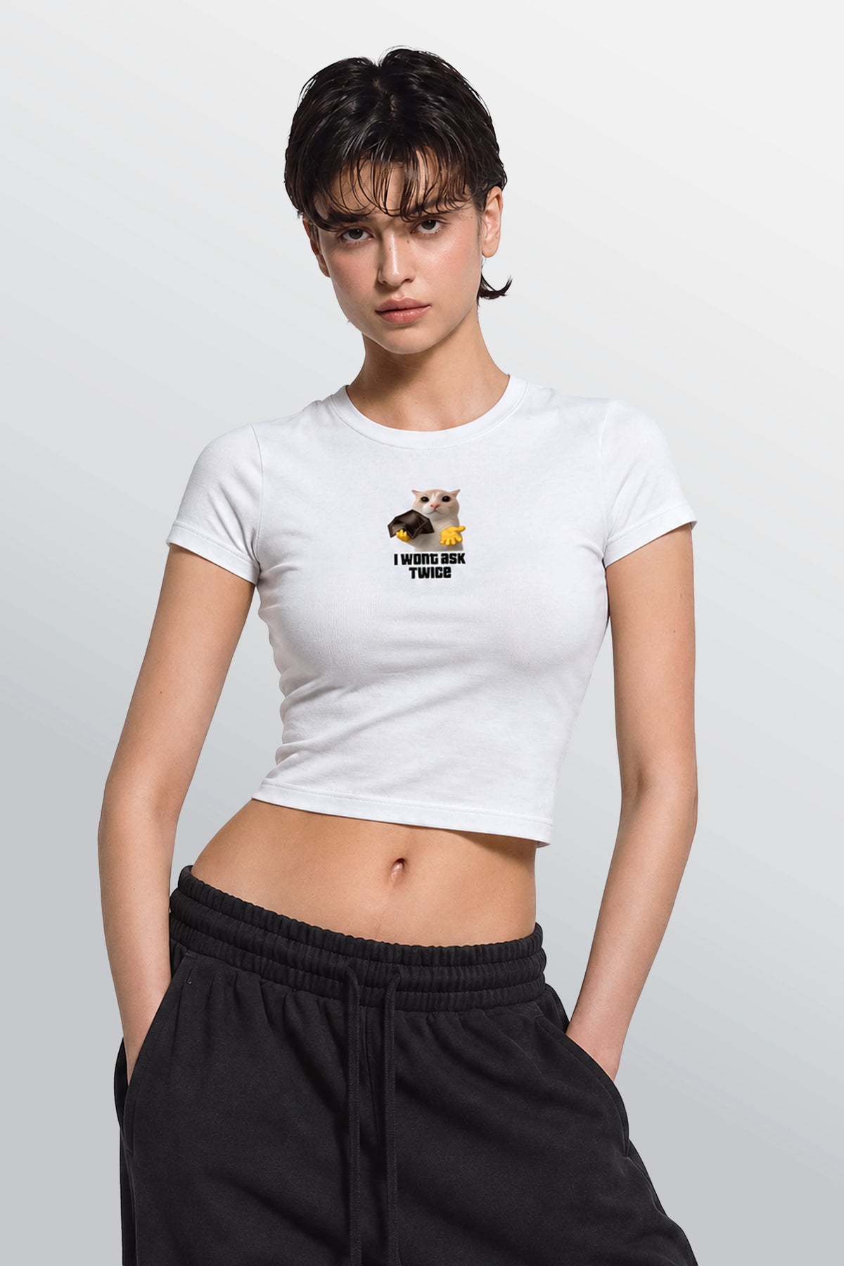 Wont Ask Twice Baby Tee Weiß