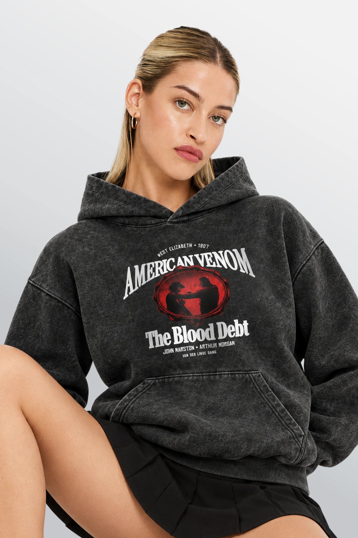 Stand Unshaken Oversized Hoodie Acid Black