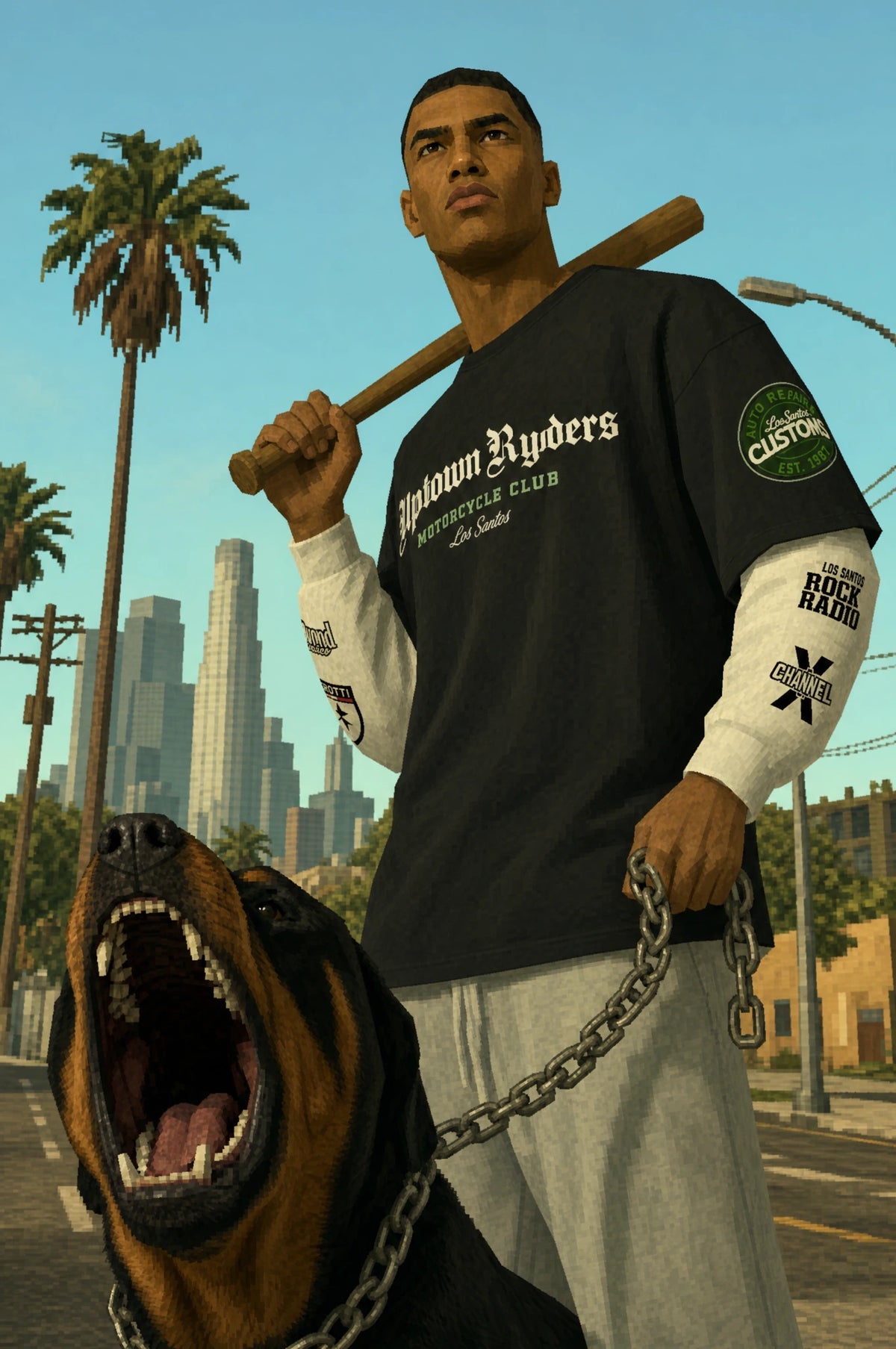 Los Santos Layered Tee Black - campaign shoot