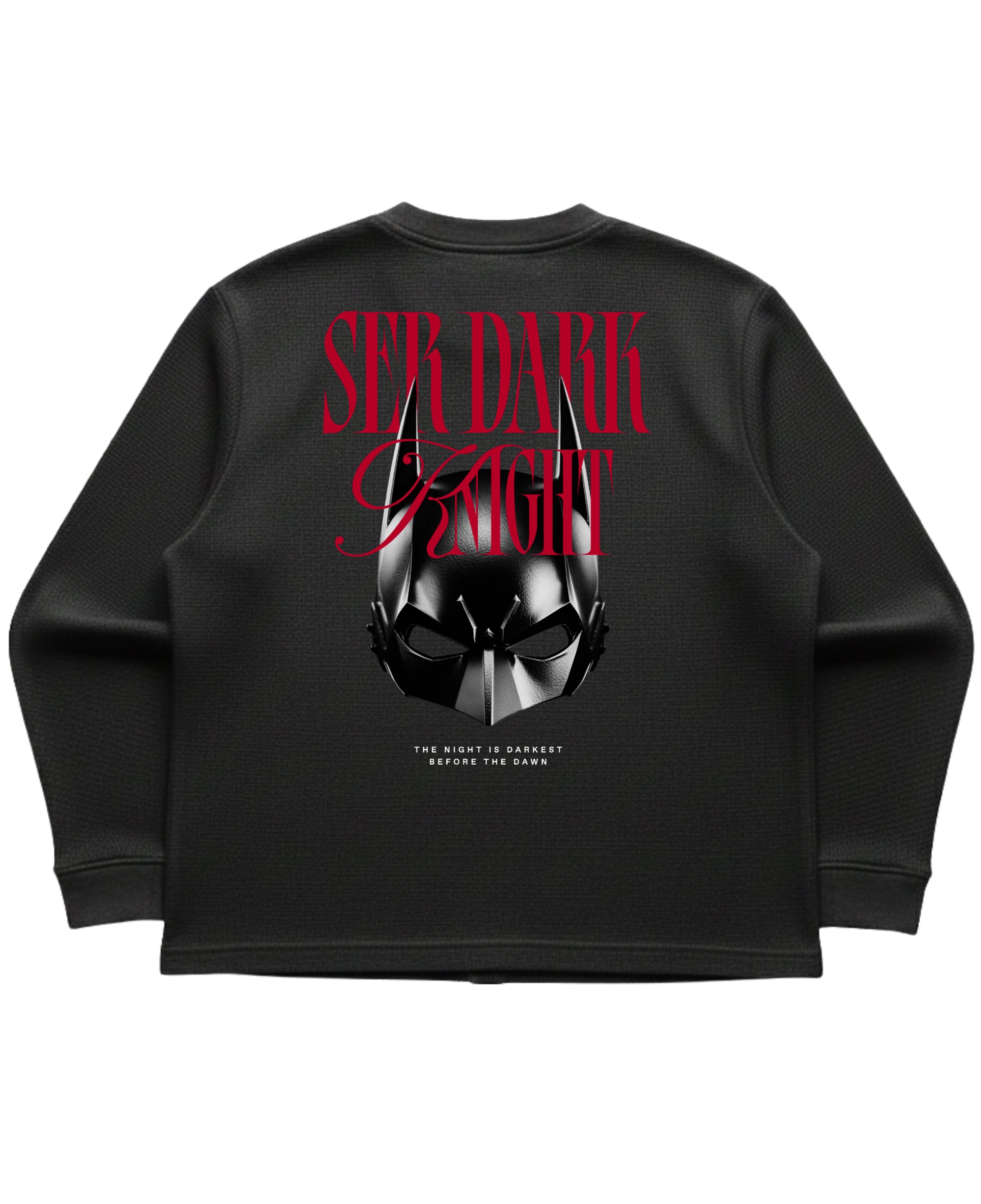 Black waffle knit oversized full-sleeve Back Design